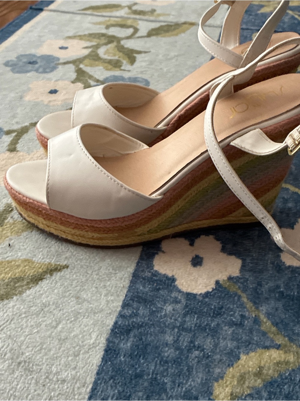 White Platform Espadrille Wedge Sandals - Women